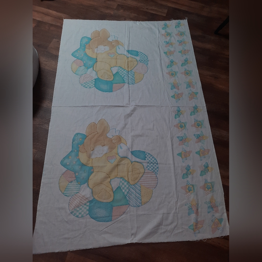 Adorable Vintage Bunny Print Fabric
